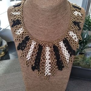 ARTISANAL BEADED BIB NECKLACE HANDMADE ECUADOR